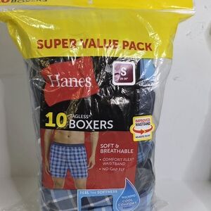 Hanes Men's Black and Blue Boxers - 10 Pack